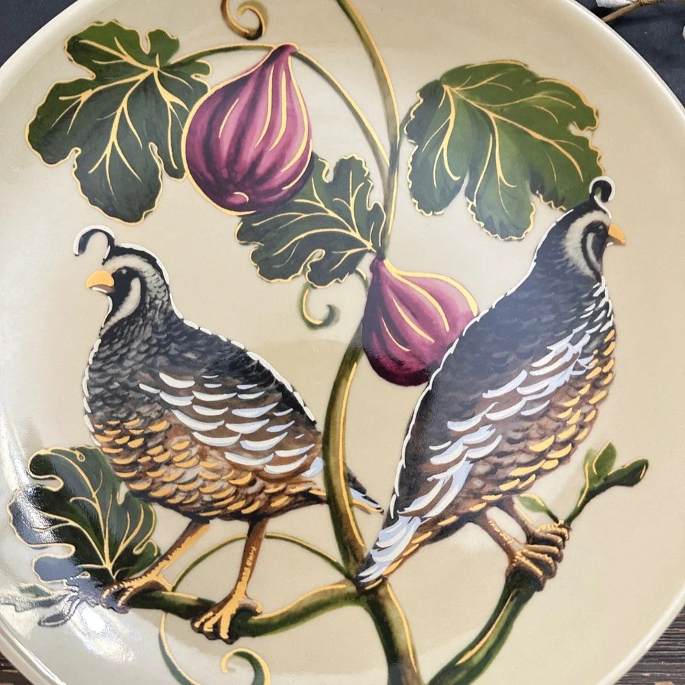 Pottery Barn Harvest Quail 3 Piece Salad Luncheon Plates 9 inch Round